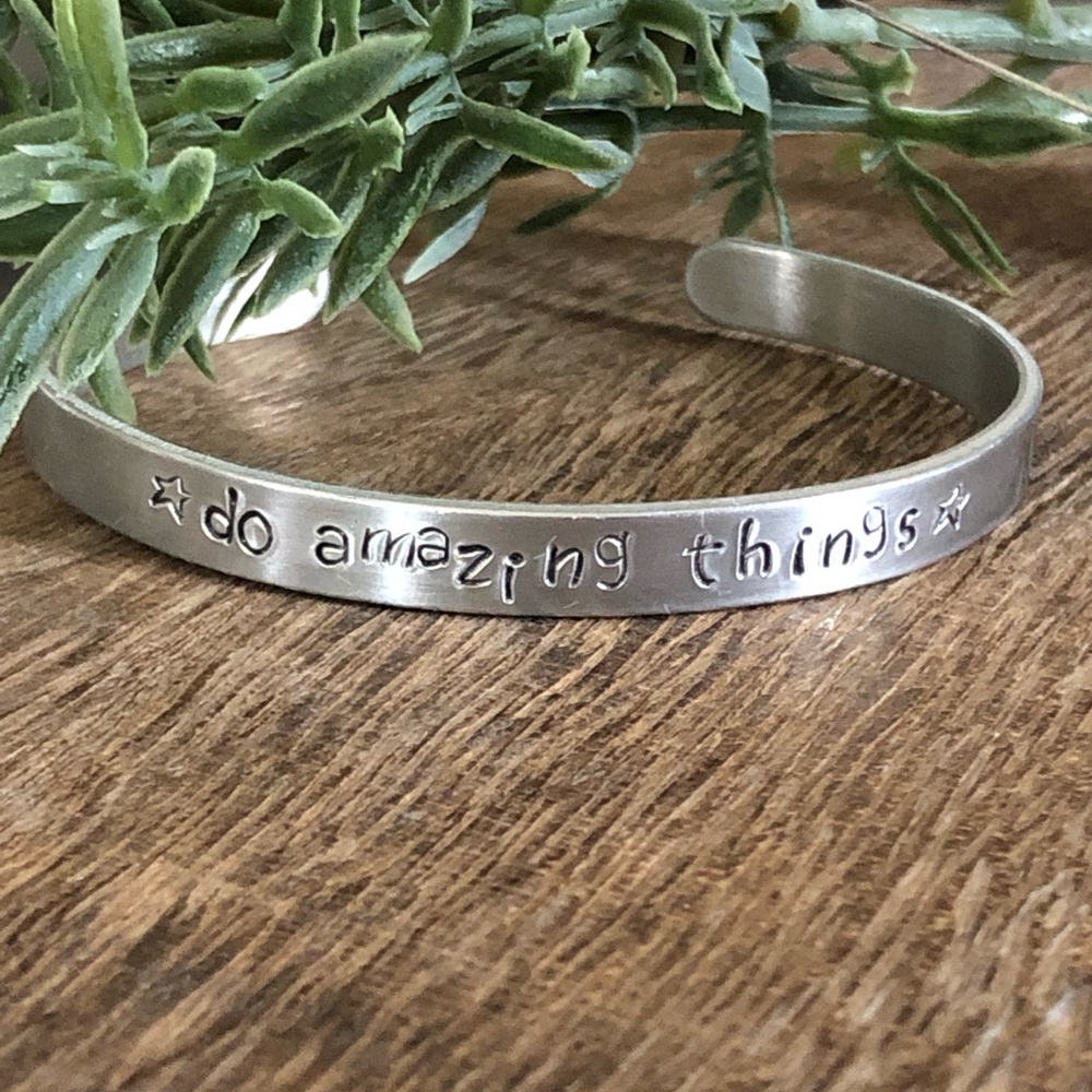 Handmade hand stamped bracelet